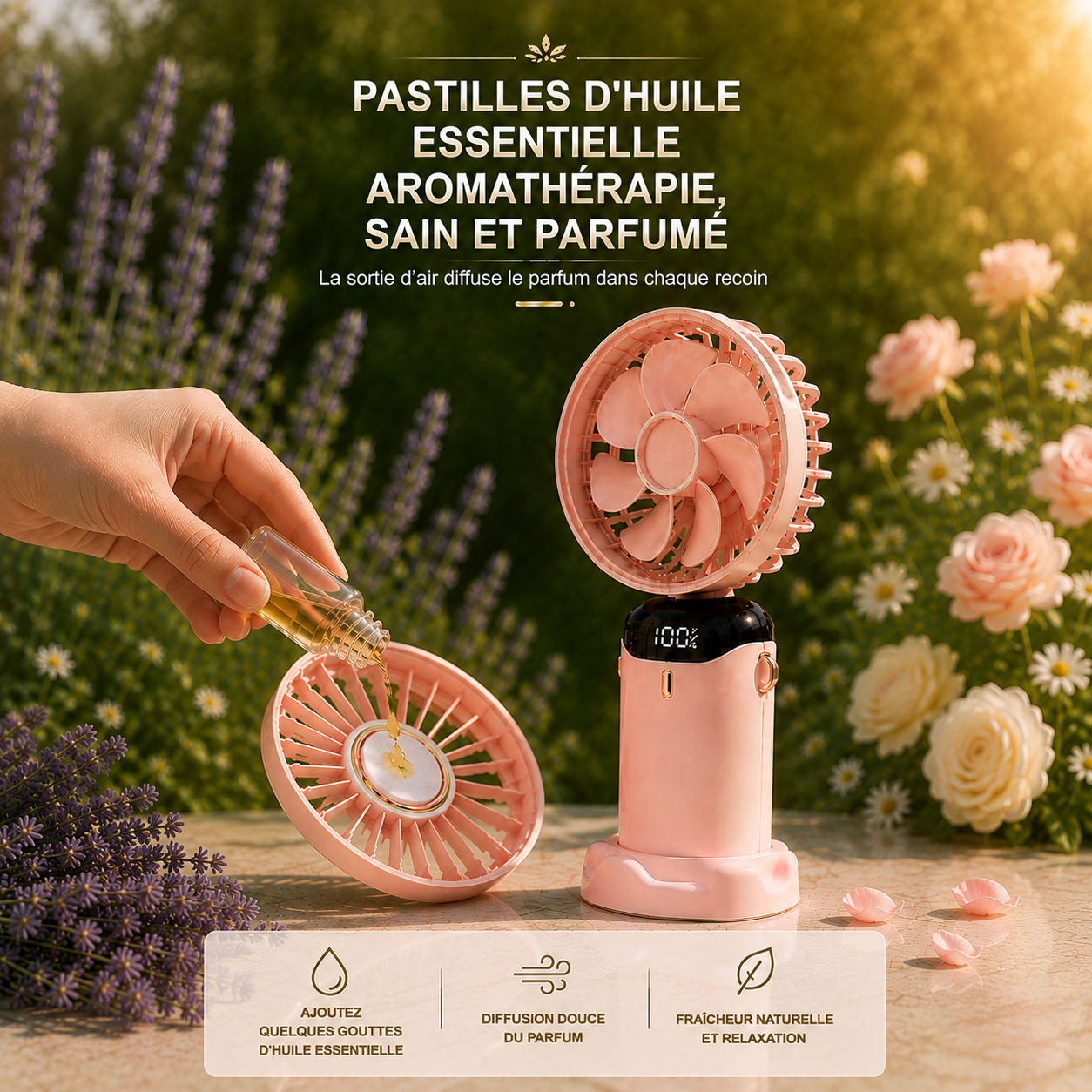 Mini Ventilateur Portable 2 en 1 - Mini Aromathérapie