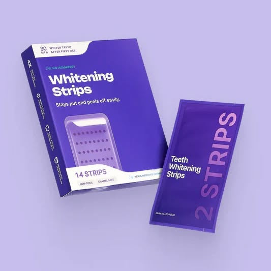 Bandes violettes blanchissantes pour les dents - éliminent les taches et diminue le jaunissement