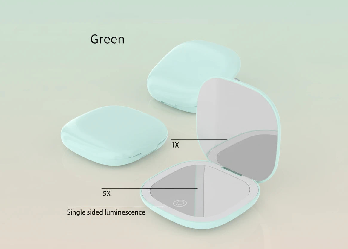 Petit miroir Led de poche pliable compact - grossissement 5x/10x Miroir rechargeable
