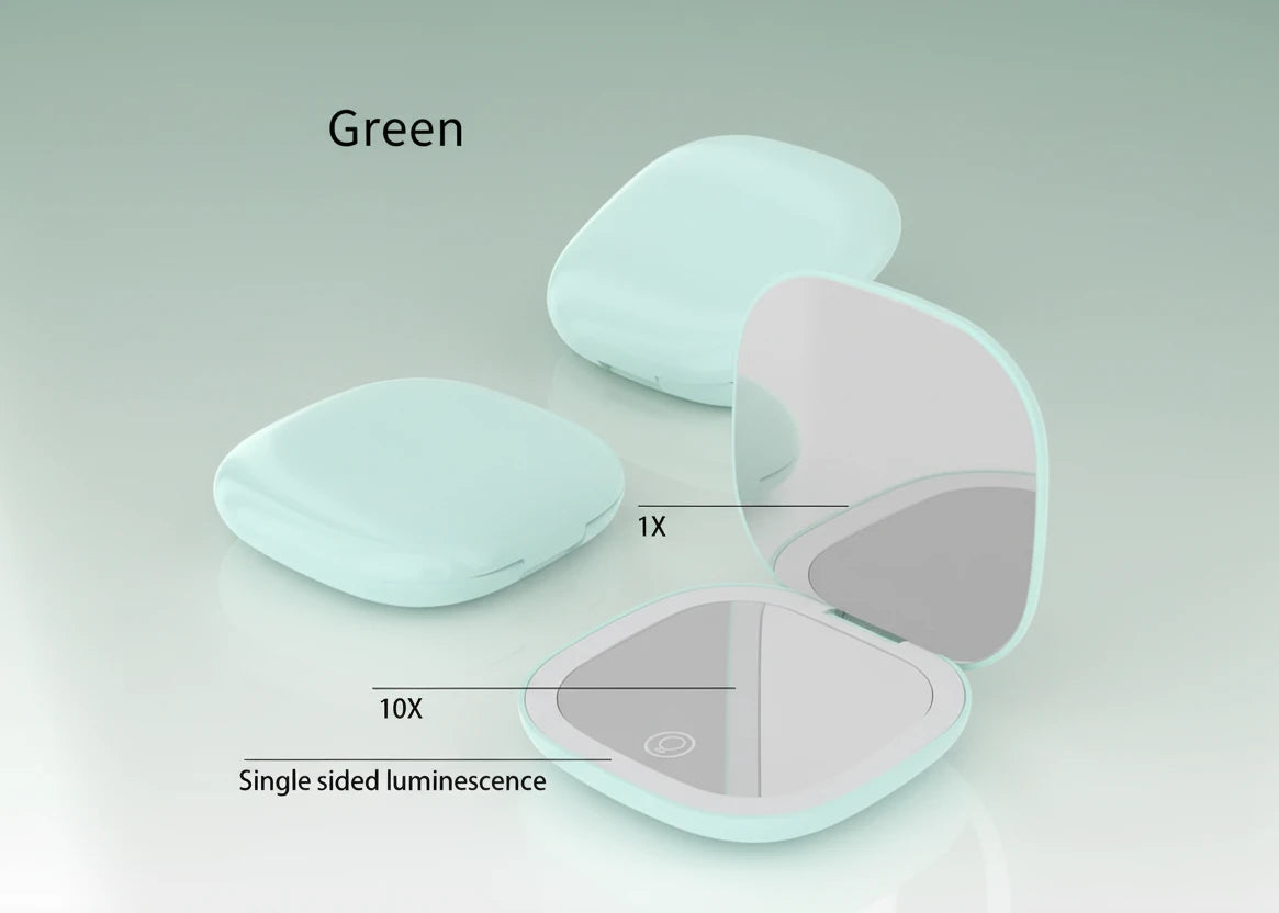 Petit miroir Led de poche pliable compact - grossissement 5x/10x Miroir rechargeable