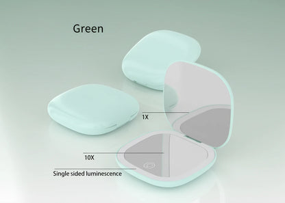 Petit miroir Led de poche pliable compact - grossissement 5x/10x Miroir rechargeable