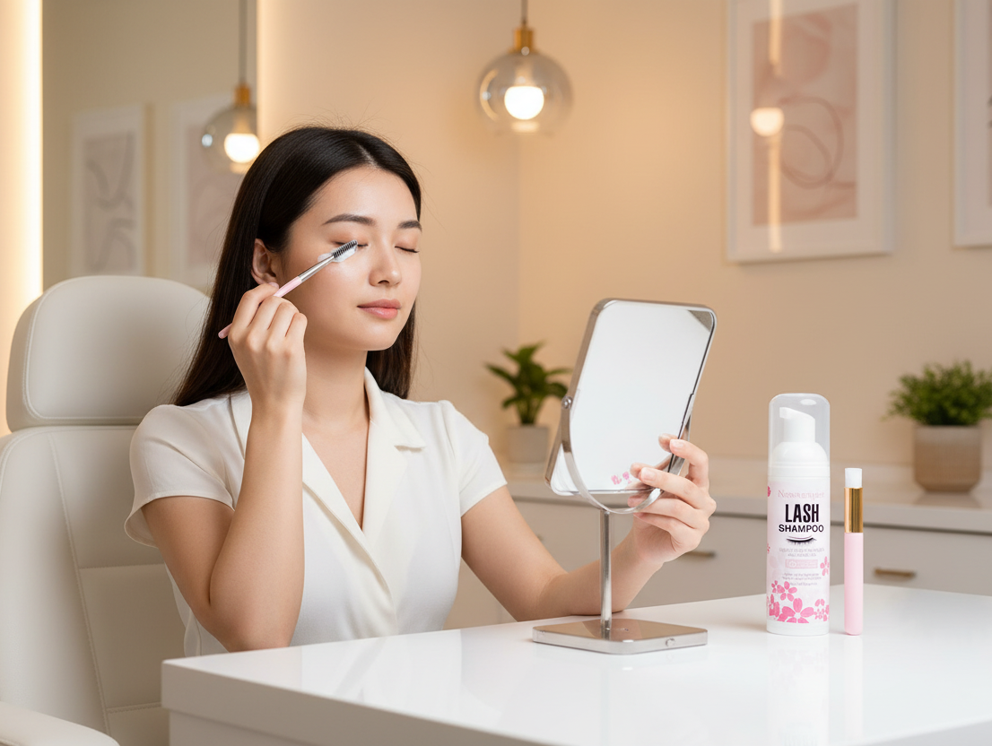 Set de shampoing pour extension de cils 100ML avec pinceau de nettoyage et brosse de Mascara - soin nettoyant et hydratant