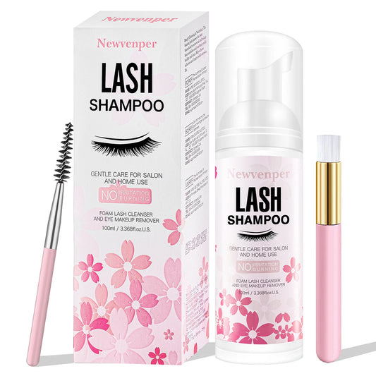Set de shampoing pour extension de cils 100ML avec pinceau de nettoyage et brosse de Mascara - soin nettoyant et hydratant