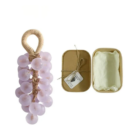 Savon fait à la main en forme de raisin pour le visage et le corps - Bouquets de raisin tissés à la main