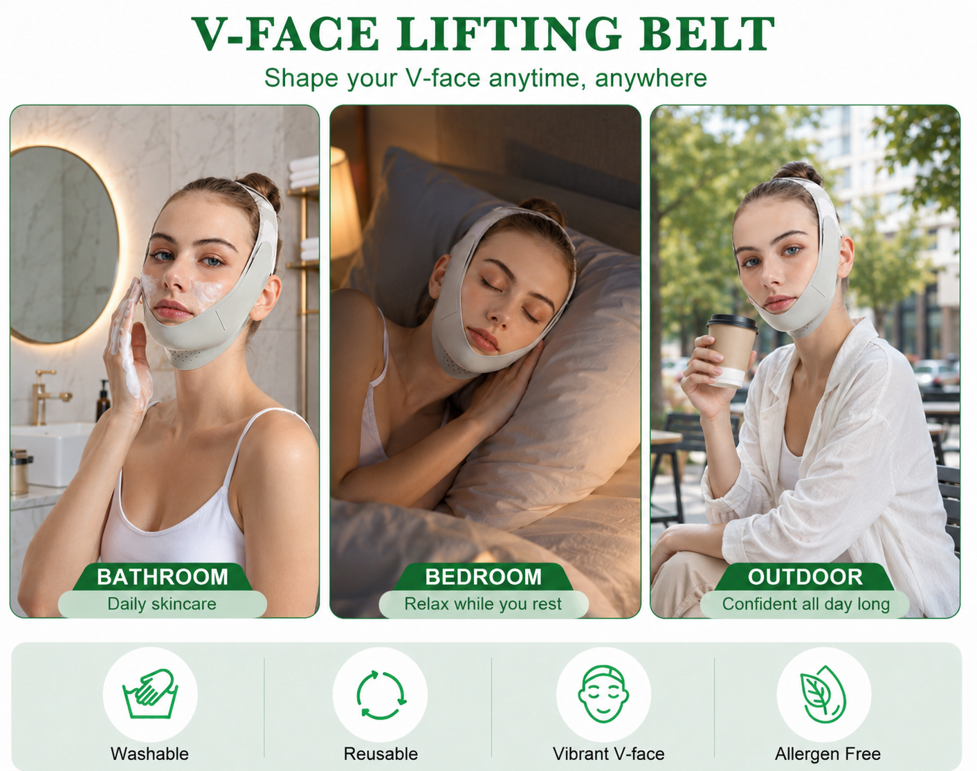 Bandeau amincissant réutilisable pour le visage - Sculpte le menton et les joues